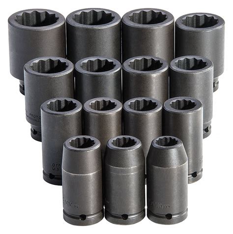 proto impact socket set|PROTO, 3/4 in Drive Size, 15 Pieces, Impact Socket Set .
